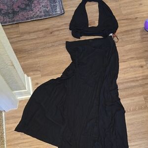 Black Halter Top and Skirt Set